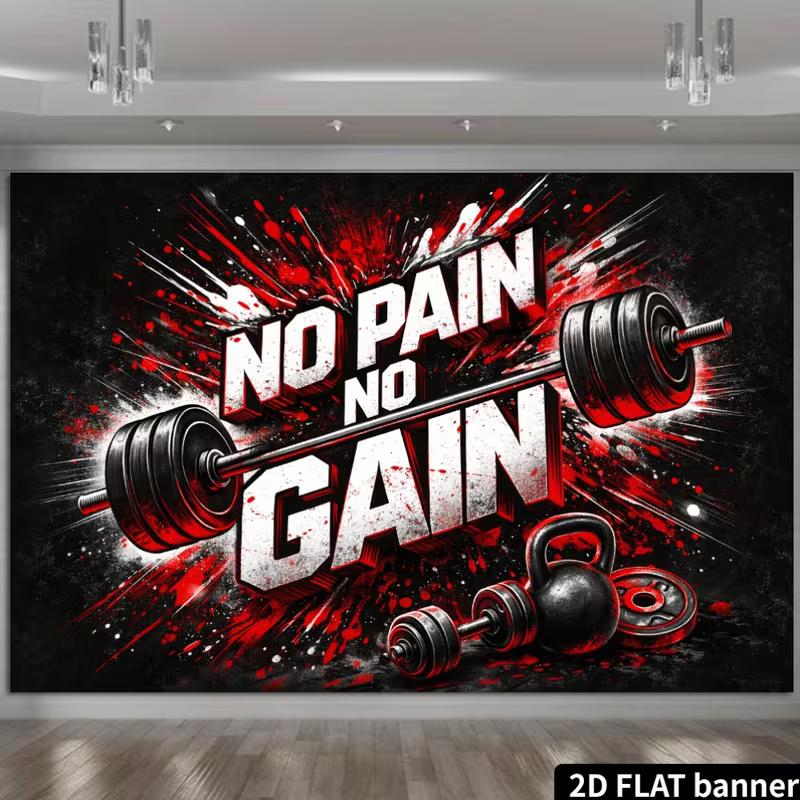 2D No Pain No Gain Fitness-Hintergrund Hantel Fitnessstudio Fotoautomaten-Hintergrund