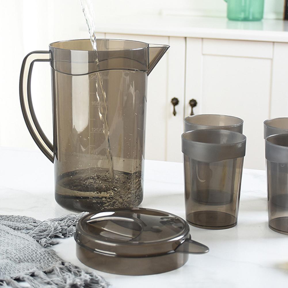 1.5L Large Capacity Water Bottle with 4 Cups Graduated Jug Drink Heat Resistant Home Water Transparent Milk Supplies Coffee A8B8