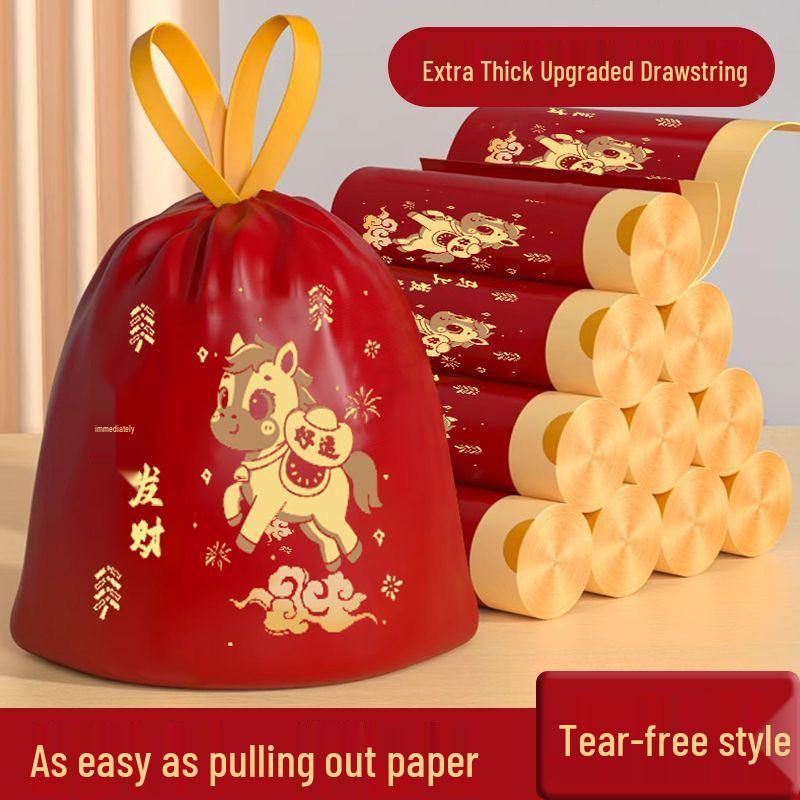 Shin-chan Extra Thick Drawstring Kitchen Trash Bags - Large, Durable, and Handheld