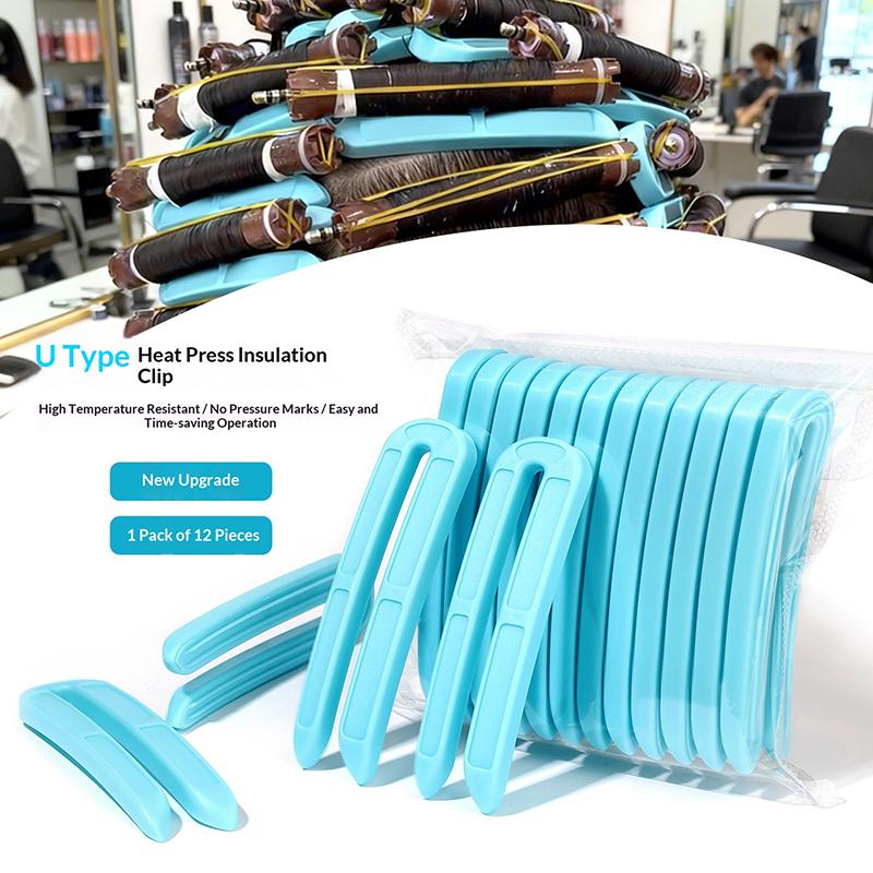 12Pcs U-shaped Perm Insulation Clips High Temperature Salon Barber Hair Curly Pad Professional Hairdressing Styling Accessory