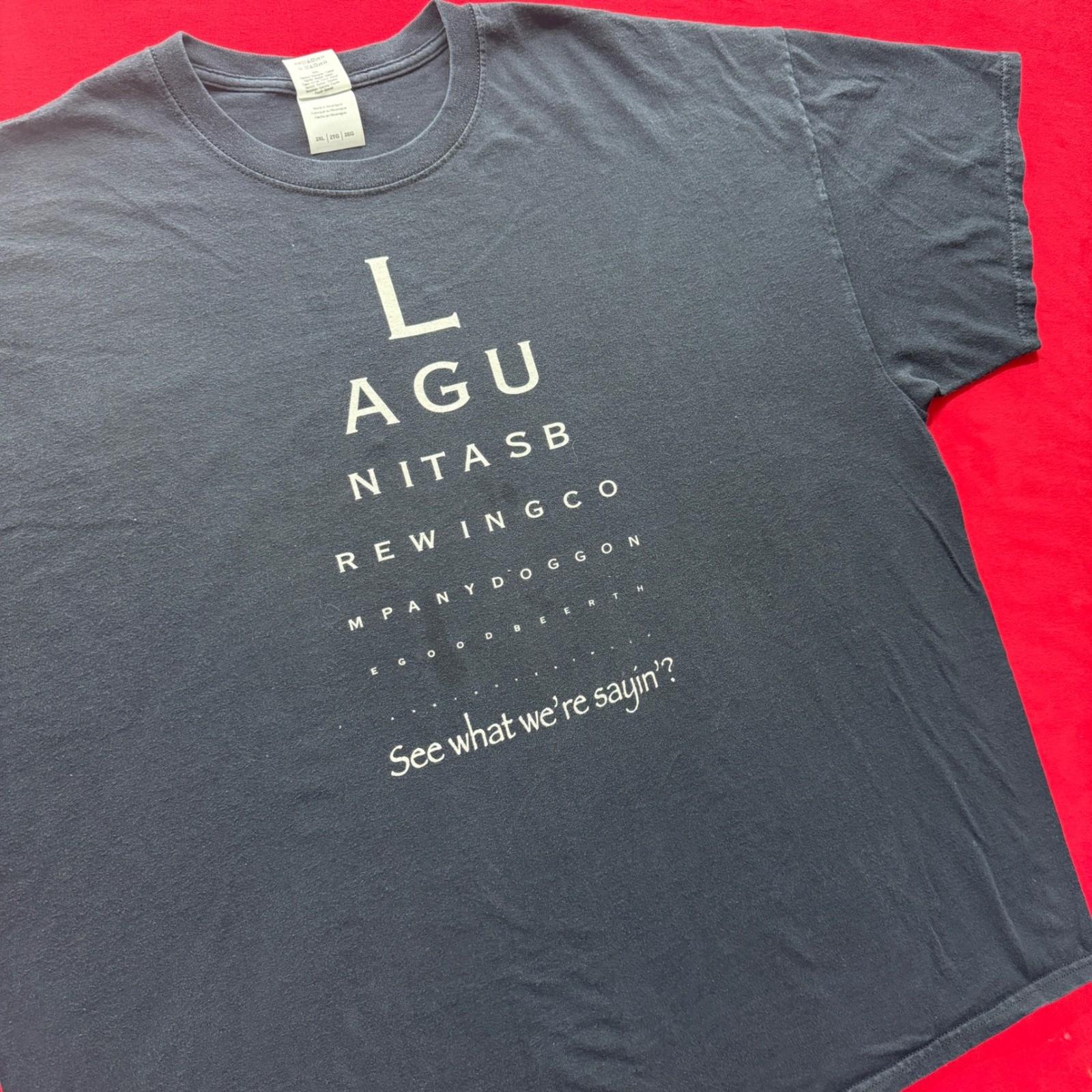 Lagunitas Brewing Co Eye Chart Beer Speaks People Mumble Navy T-Shirt Mens 2XL XXXXL