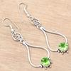 Peridot Quartz Gemstone Handmade Gift For Her Silver Jewelry Earrings 1.5''