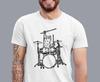 T-shirt Homme Chat Mignon Jouant de la Batterie, T-shirt Batteur Cadeau Amoureux des Animaux T-shirt Unisexe