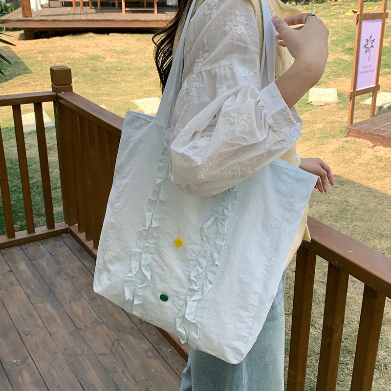 

Nylon Series Multi-color Ruffle Lace Single Shoulder Bag - Large Capacity, Stylish & Versatile for Work Commute