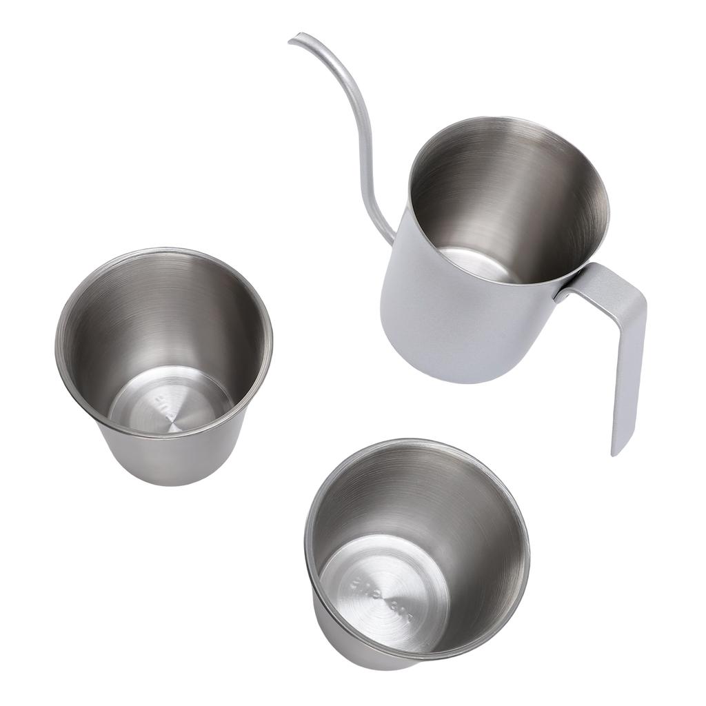 Mini Coffee Pot Mug Set Stackable 380ml Drip Coffee Pot 2 250ml Camping Coffee Mug Stainless Steel For Outdoor Portable
