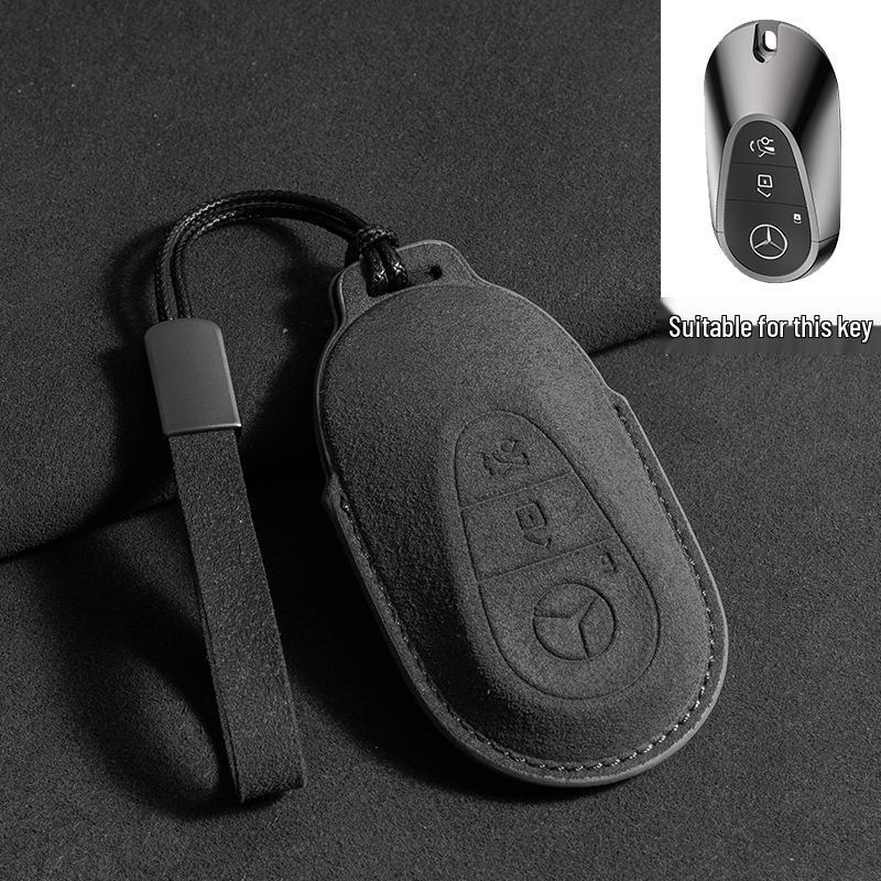 Mercedes Key Case with Alcantara, Compatible with E-Class, S-Class, C-Class, B-Class, GLC, GLB—Full Coverage Protection