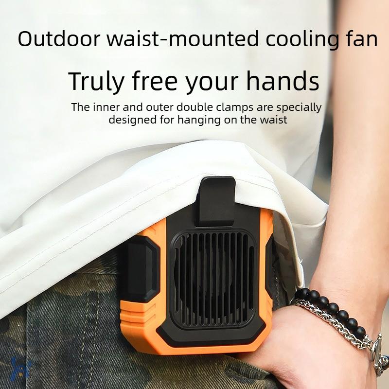 Waist Mount Clip on Fan USB Rechargeable Hand Free High Speed Portable Mini Cooling Fan for Outdoor Working Camping Travel Sport