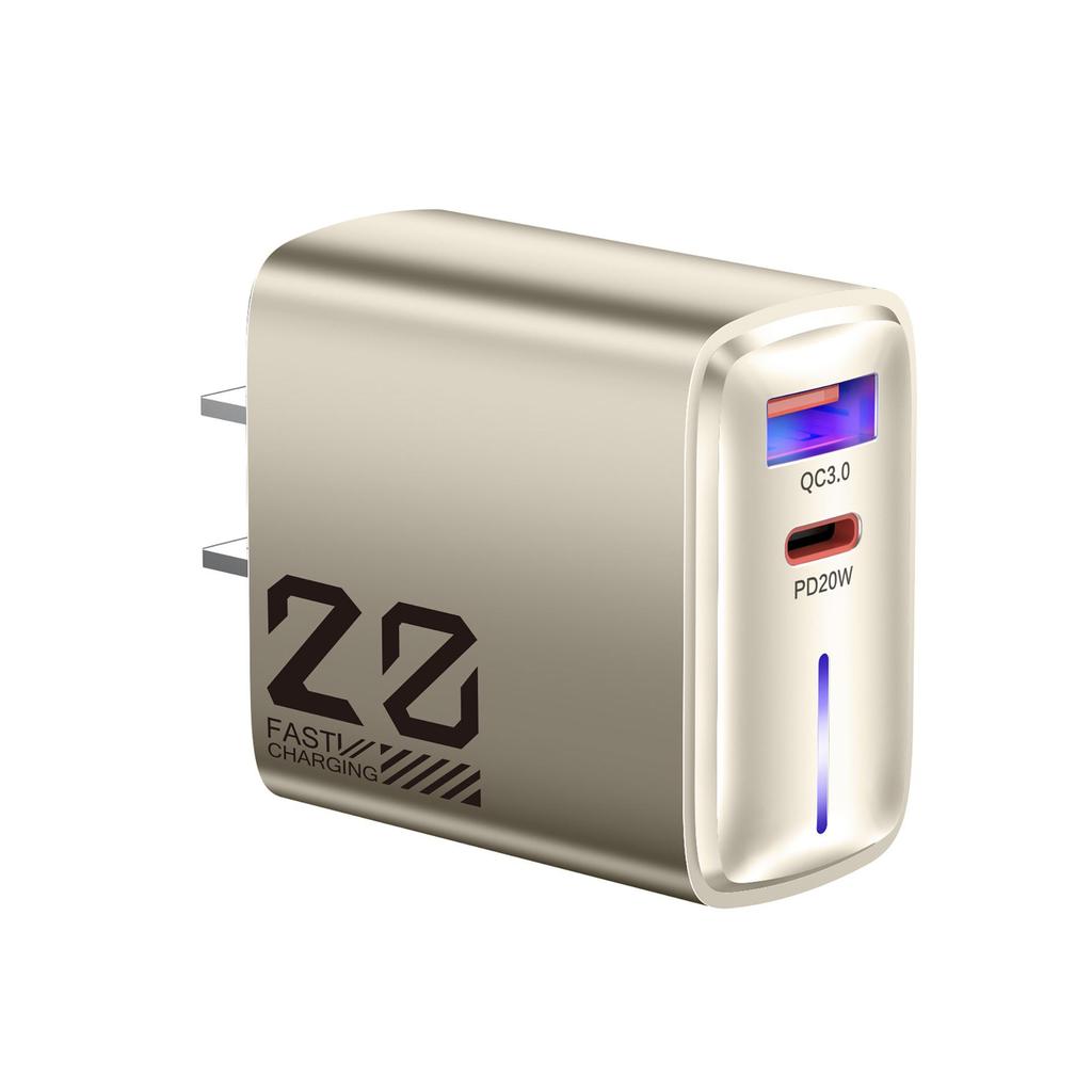 Metallic 20W Type-C Charger European Standard with Mini USB+PD Fast Charging Head