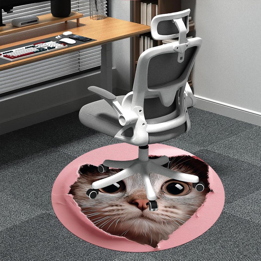 

1PC Kitten Heart Office Round Area Rug, Indoor Mat Suitable ForOffice, Under Office Chairs Bedroom Living Room Home Decor, Room Deco f018 80cm by 80cm