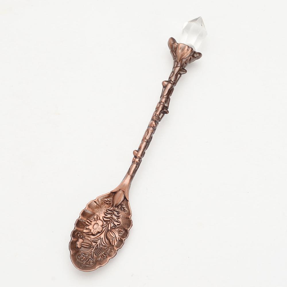 Alloy Leaf Spoon Vintage Carved Spoon Creative Royal Style Silver Gold Coffee Tea Dessert Spoon Flatware Kitchen Tool Accesssory