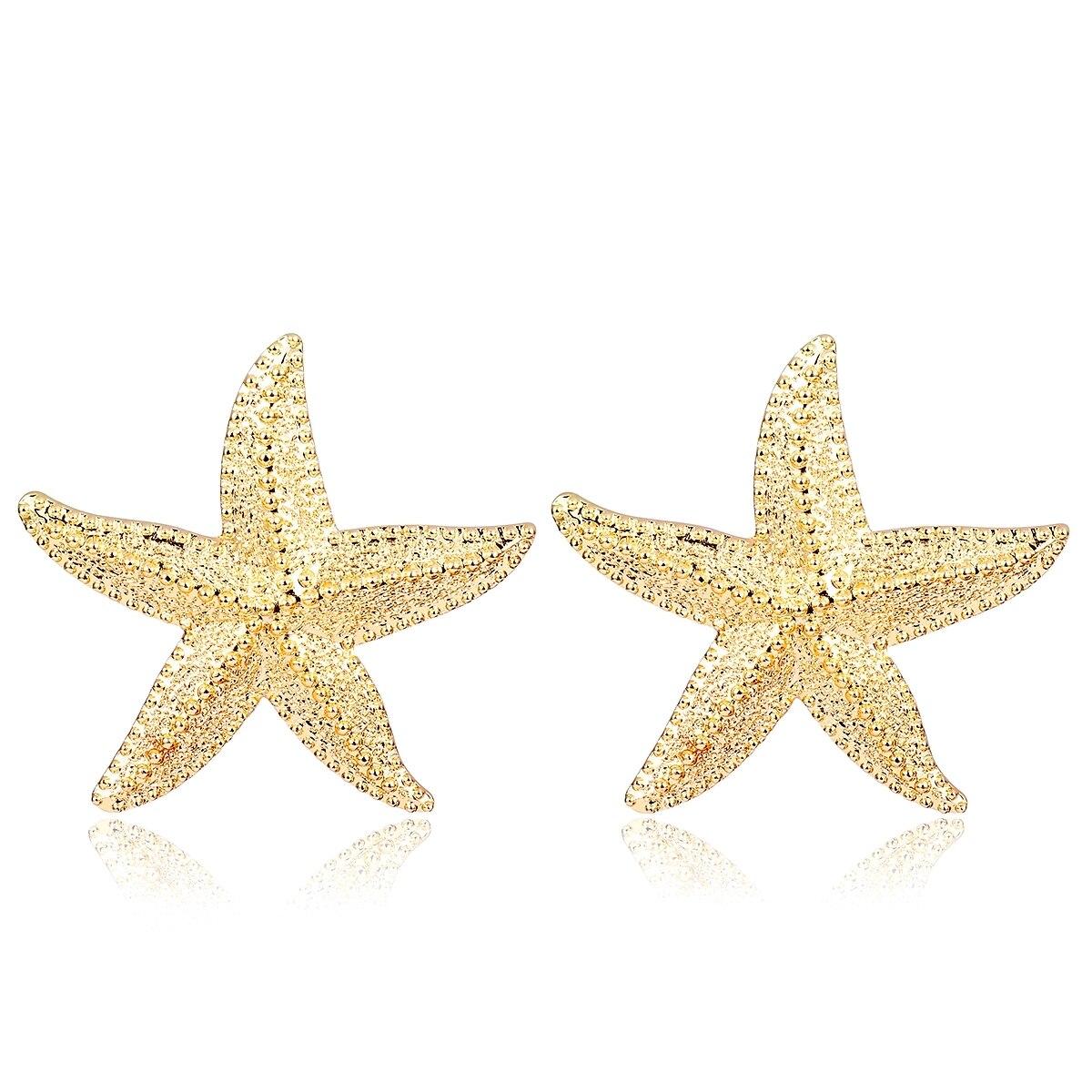 

Exaggerated Boho Large Metal Starfish Stud Earrings for Women Ladies Trendy Summer Gold Color Earrings 2026 Fashion Jewelry New