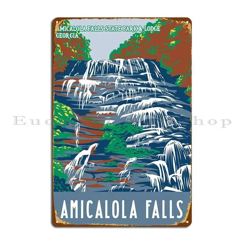 Amicalola Falls WPA Metal Plaque Poster Wall Mural Plaques Designing Club Wall Decor Tin Sign Poster 20x30cm(7.8x11.8inch)