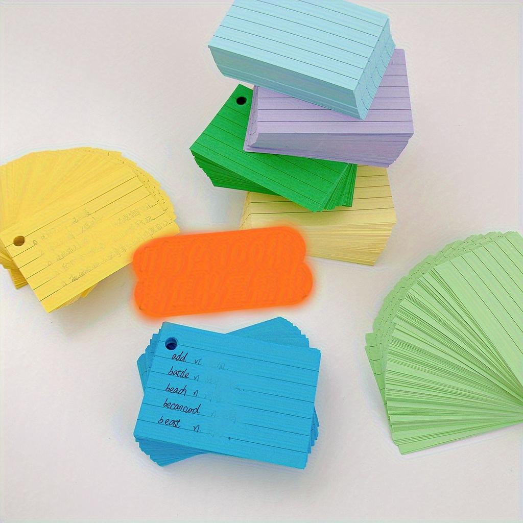 100 Sheet Lined Colored Index Cards ,Ruled Flashcards for Study,Learning,School Notes,Paper Note Cards with Punched Holes