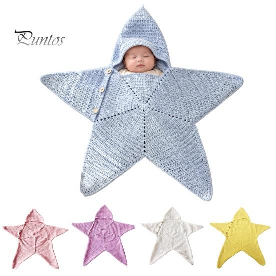 Cozy Wool Yarn Sleep Bag Star Knit Baby Sack, Christmas Newborn Swaddle with Hood, Cute Photo Outfit Soft Romper for 0-3 Months, Holiday Elastic Wrap