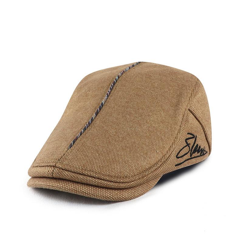 

Осень Зима Кепка с козырьком Британский берет Мужская кепка с козырьком Вышивка Солнцезащитная теплая кепка хаки