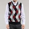 Vår och Höst Herr Ullväst Färgstickning V-hals Herr Klassisk Affärsväst Diamant College Stil Väst