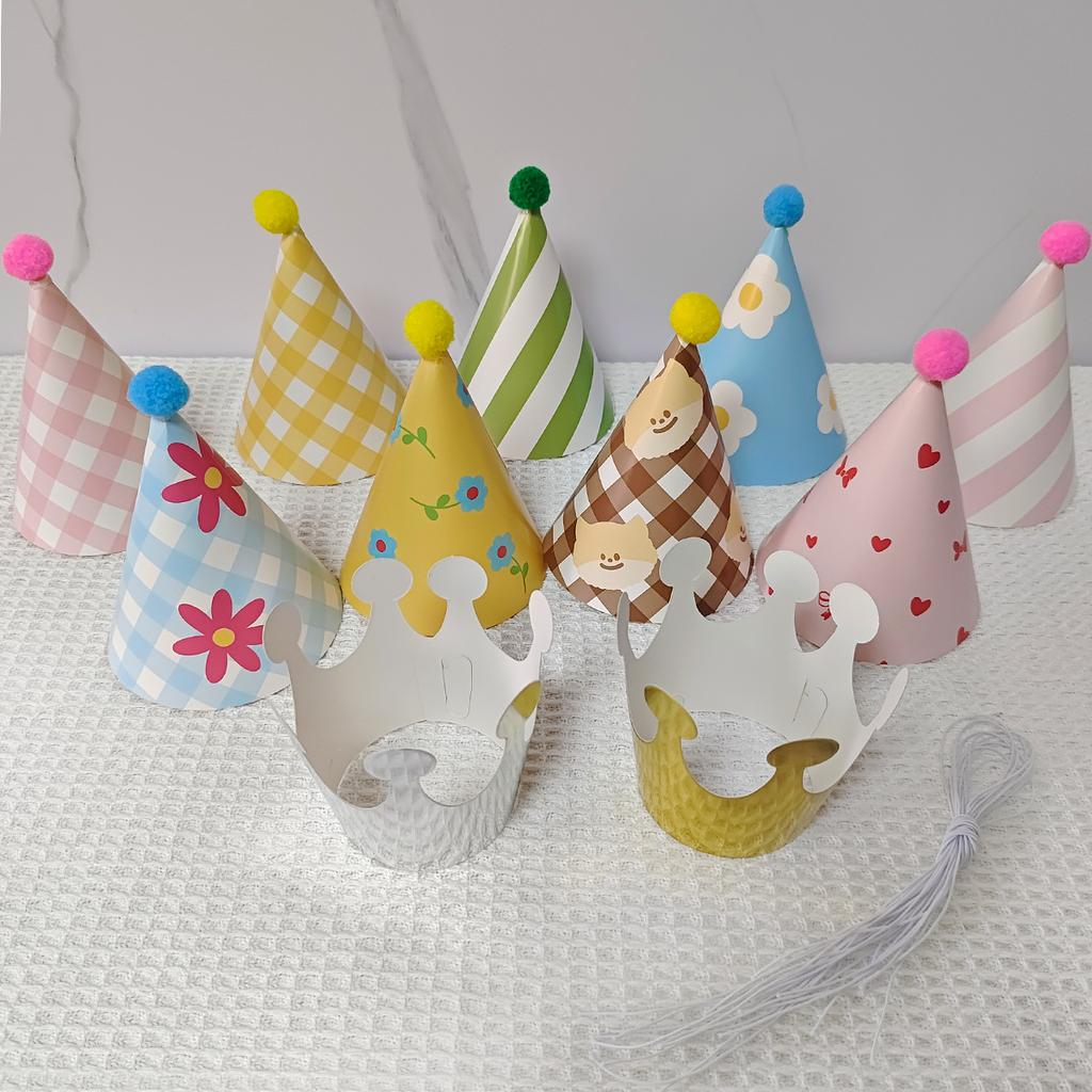11-delars set, Barnfödelsedagspartymössa, Kronmössa, Födelsedagsmössa, Födelsedagsfest Pom-pom-möss-set Anpassat.