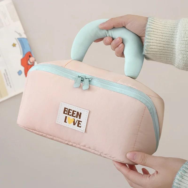 1pc Cosmetic Bag Travel Portable Makeup Organizer Bag Large-capacity Cosmetic Storage Handbag with Zipper Toiletries Bags