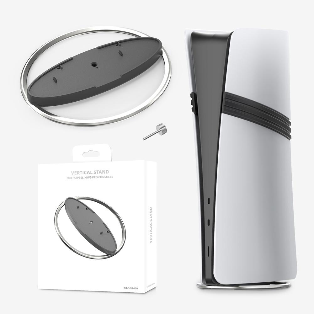 Portable Metal Vertical Stand Game Console Host Stand Anti-Slip Base Holder Base Stand Replacement for PS5 Pro/PS5 Slim/PS5