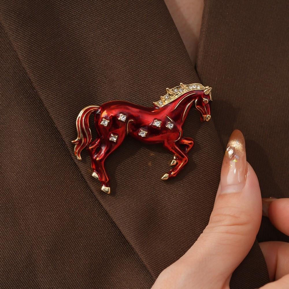 Chinese New Year Zodiac Horse Head Brooch Horse Year Metal Pony Badge Pin Zodiac Animal Pins  Gift