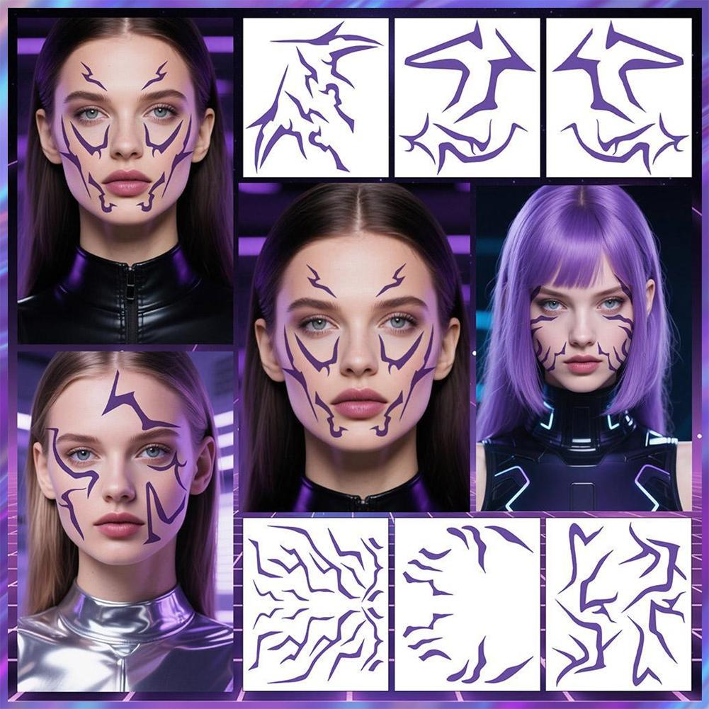 

1/4/6/8/16 Piece Temporary Tattoo Stickers Anime Stage Performance Makeup Face Stickers Role Playing Props From Different Angles