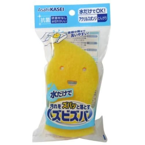 Set of 3 Asahi Kasei Zubizuba Acrylic Sponges (Pointed, 1 Sponge per Sponge) - Use with Just Water! Kitchen Sponges