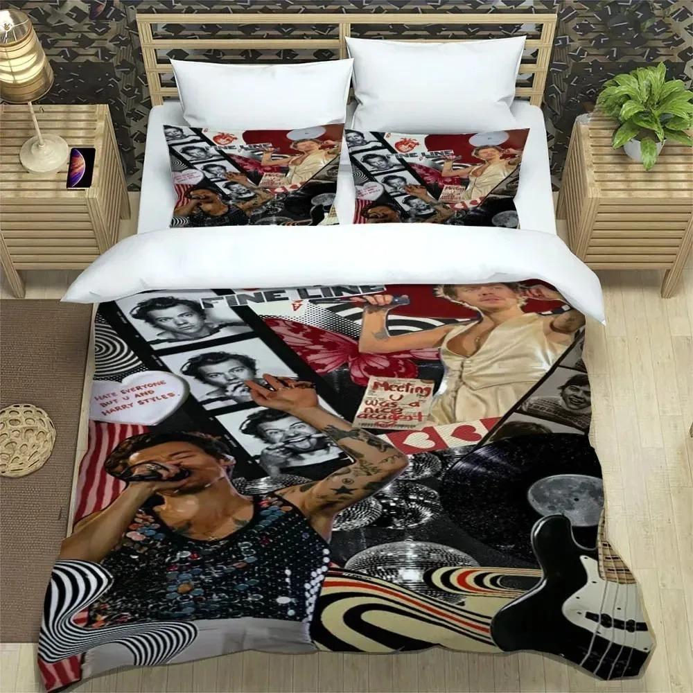 Set Biancheria da Letto Singer H-Harry-S-Styles Set Raffinato di Biancheria da Letto Copripiumino Set Piumone Set Biancheria da Letto Lusso Regalo di Compleanno