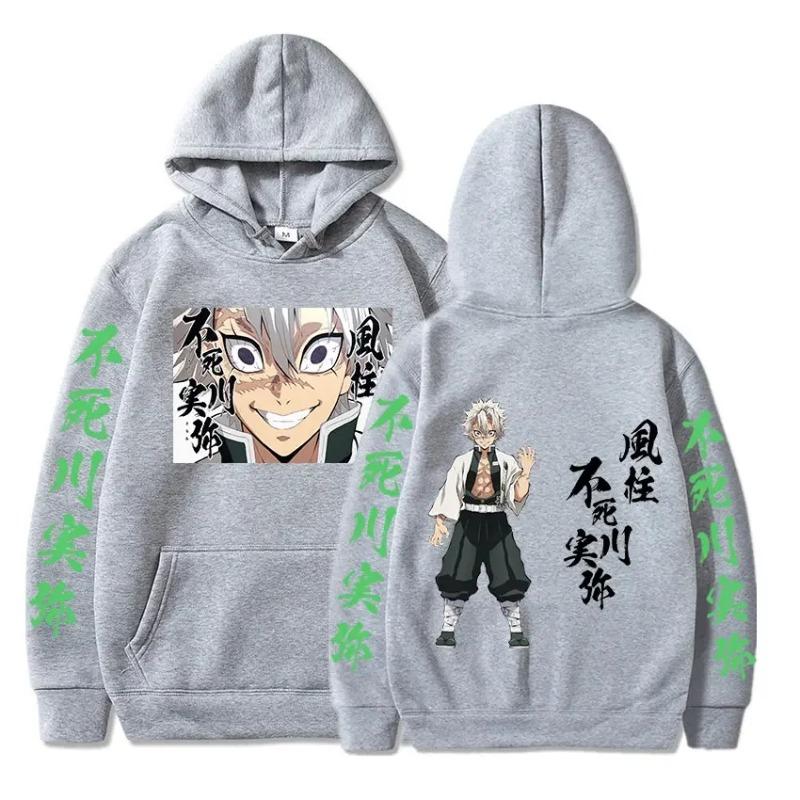 Autumn Winter Anime Shinazugawa Sanemi Graphic Print Hooded Autumn Fleece  Kimetsu No Yaiba Hoodies Sweatshirt