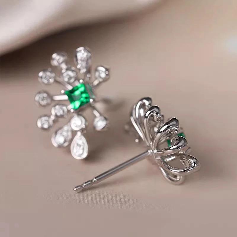 Xiaomi Huitan Fashion Design Women Stud Earrings Elegant Versatile Daily Lady Party Accessories Inlaid Shiny Green CZ Luxury Jewelry