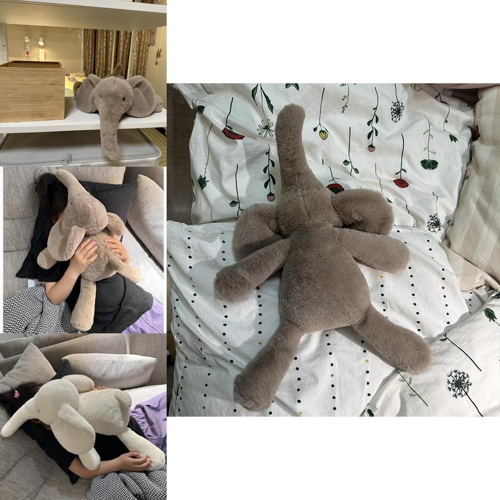 Ins Soft And Realistic Grey And White Elephant Plush Toy For Babies And Kids