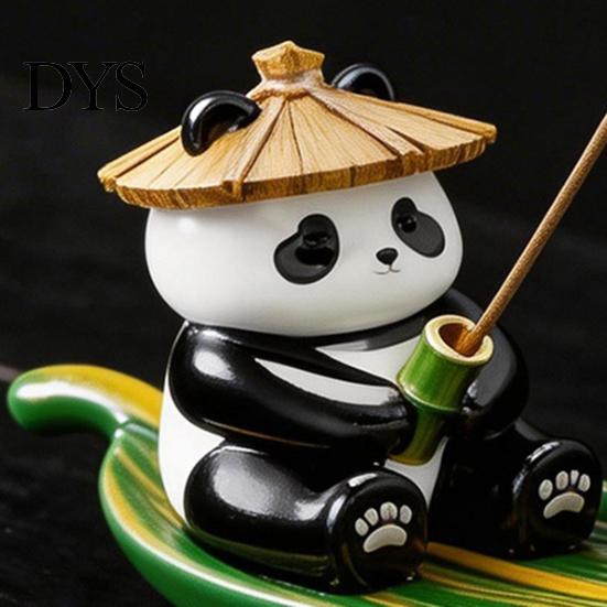 Incense Ash Catcher Fishing Panda Stick Holder, Leaf Boat Burner, Sticks Holder Tray for Yoga Meditation Spa Room Decoration Hand Painted