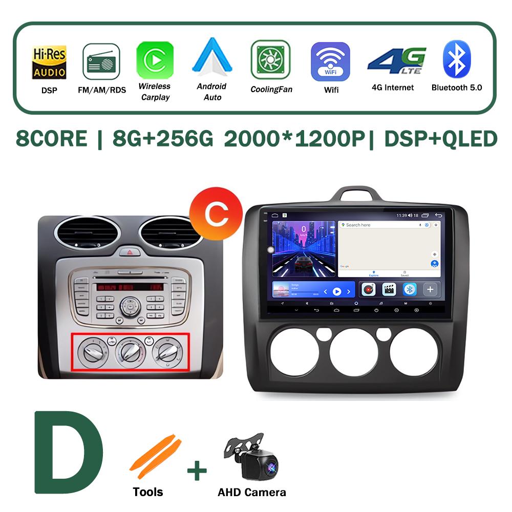 XSW3 9 Inch Wireless CarPlay Android Auto Radio for Ford Focus 2 Mk2 2004 - 2011 Car Multimedia Video Stereo Player GPS WIFI