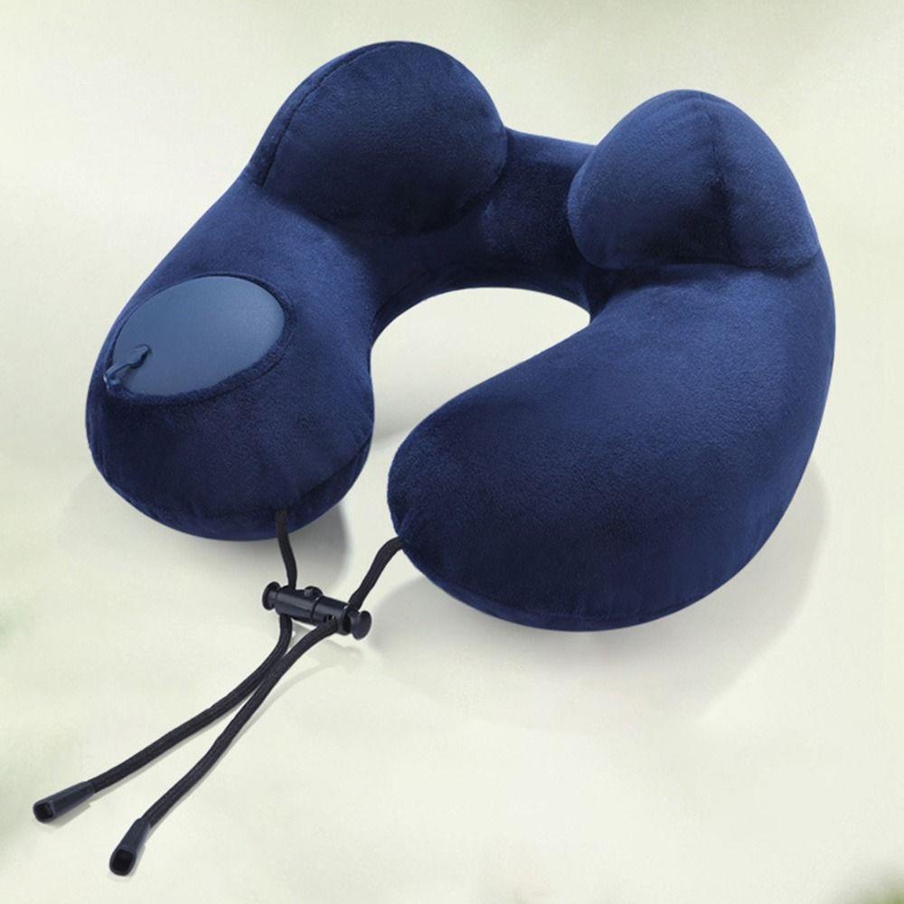Hand Pressing Inflatable Travel Pillow U-Shaped Neck Support Cushion Neckrest Pad  Tourist