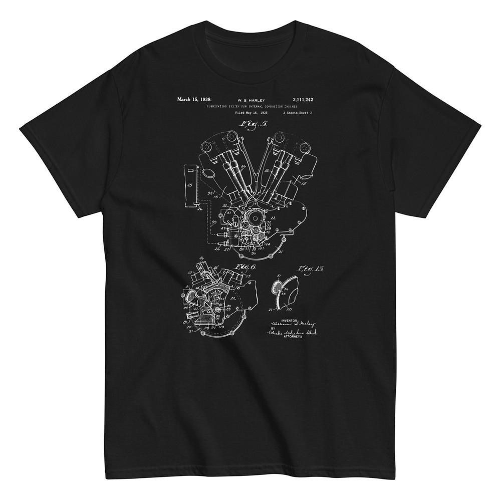 

1938 Motorcycle Knucklehead Engine US Patent Vintage Unisex Classic T-Shirt S