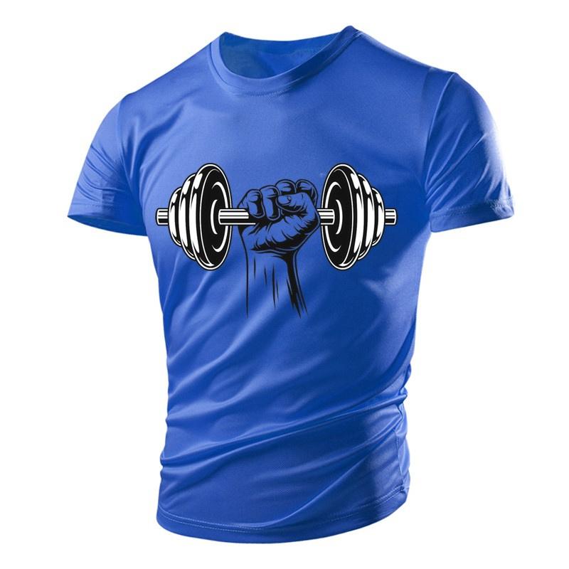 Dumbbell Graphic T-Shirt For Men Gym 3D Printed T Shirts Summer Casual Breathable Sports Round Neck Quick Dry Short Sleeves Tees