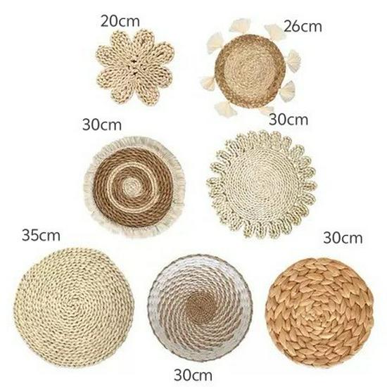Handmade Rattan Wall Decor - Straw Woven Hanging Ornament for Living Room, Bedroom, or Restaurant Background