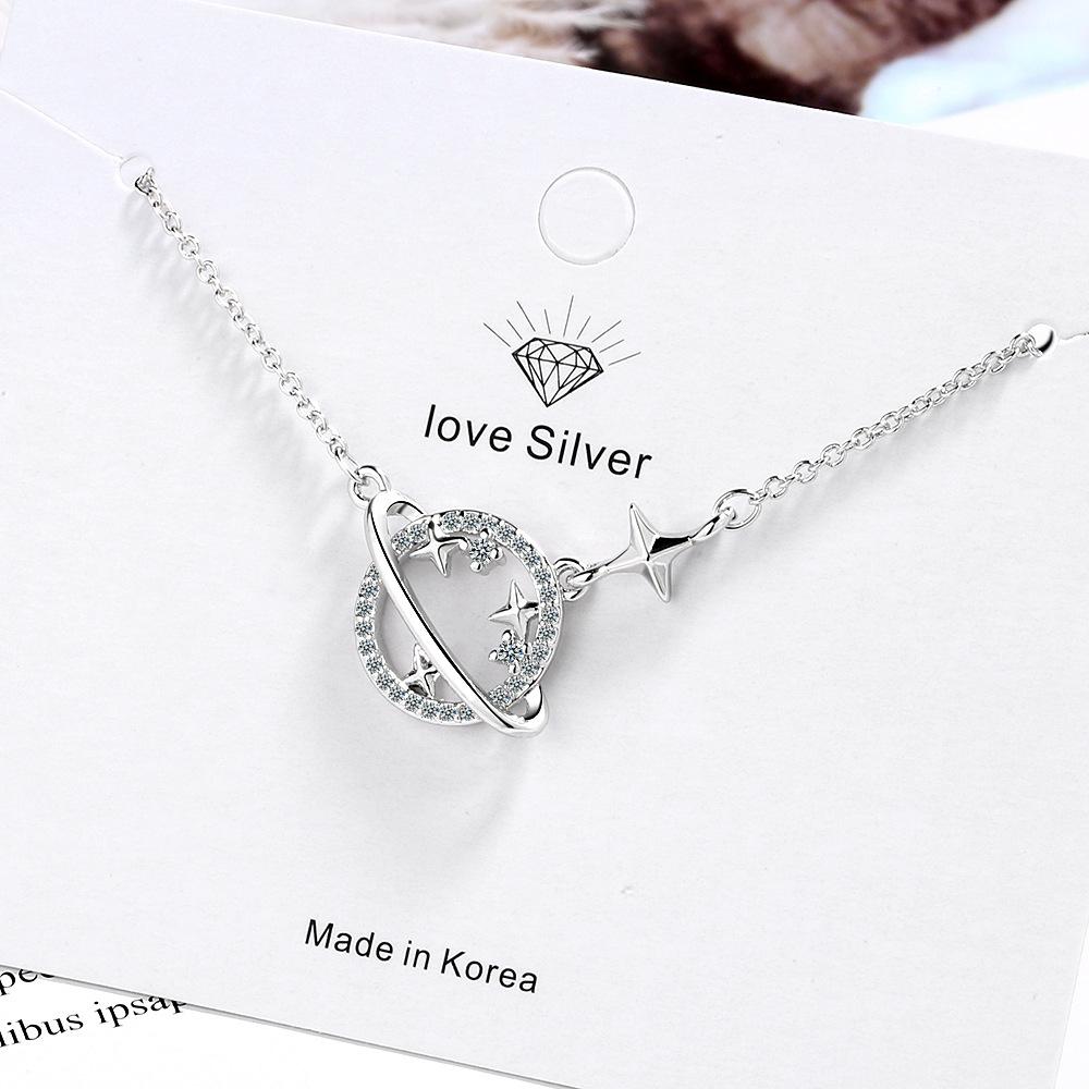 Planet Necklace Female Tide Simple Temperament Short Collarbone Chain Cold Wind Pendant Necklace Valentine's Day Gifts Romantic Accessories