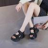 Fashion Versatile Thick Heel Sandals Women's Summer Outdoor Wear 2025 New Diamond Platform Heightening Casual Dad Sports Sandals
