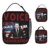 Charlie Kirk Lunch Bag Retro Lunch Box Travel Portable Tote Food Bags For Men Oxford Designer Cooler Bag