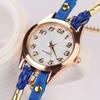 Kobiety w stylu vintage wielowarstwowa pleciona bransoletka ze stopu sztucznej skóry Wrist Watch Jewelry