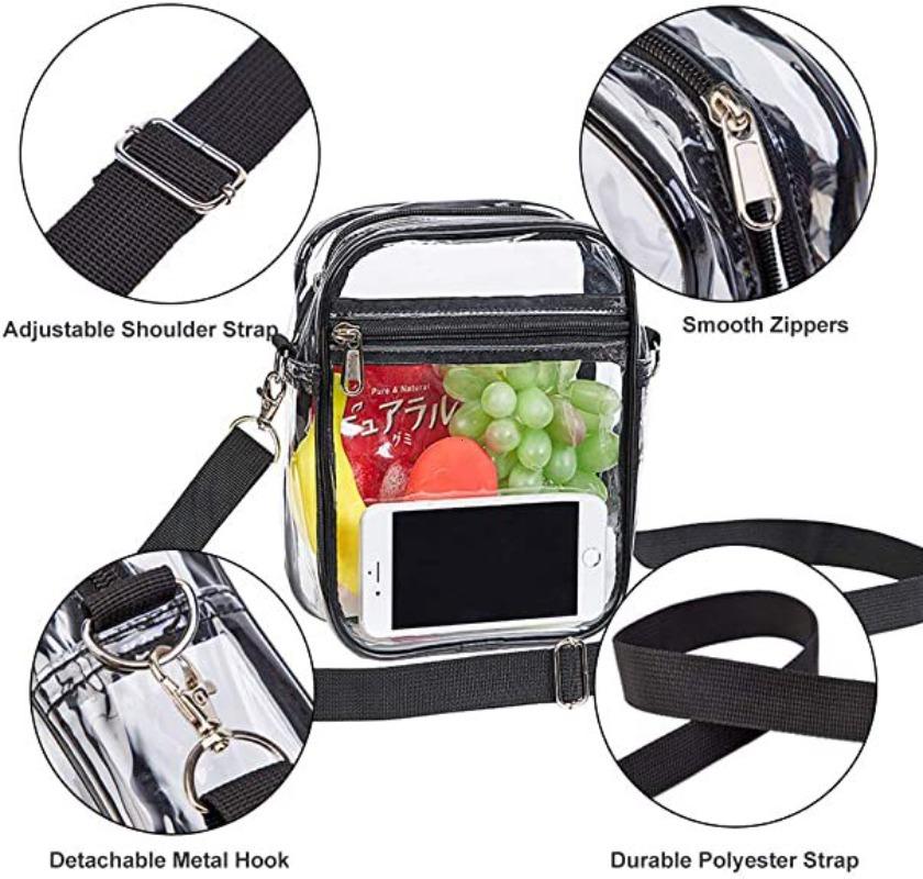 Women Clear Shoulder Bag Stadium Approved PVC Concert Transparent Purse Simple Crossbody Bag With Front Pocket Casual Handbag