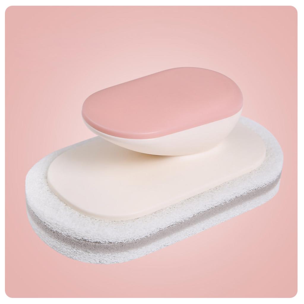Sponge Cleaning Countertop Brush with Handle Multifunctional Household Kitchen Scouring PadDusty Pink