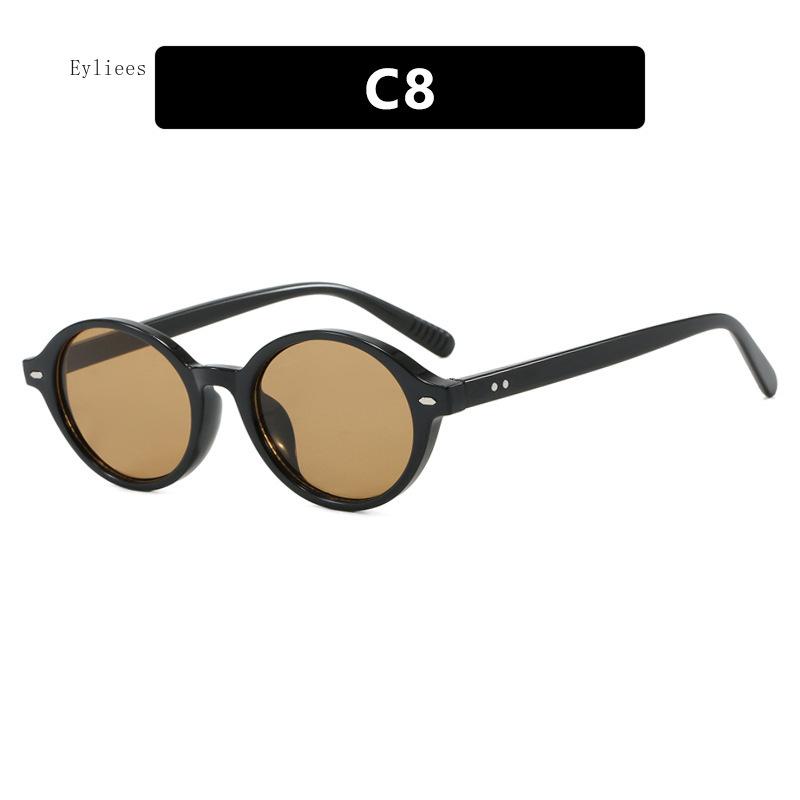 Vintage Oval Sunglasses Women Luxury  Designer Small Oval Sun Glasses Retro Men Rivets Sun Glasses Oculus luxury designer