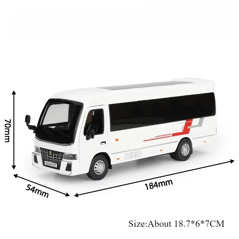 1:32 Alphard Coaster Miniature Model Toys Diecast Alloy Car Doors Opened Sound Light Pull Back Trendy Ornaments for Friend Gifts