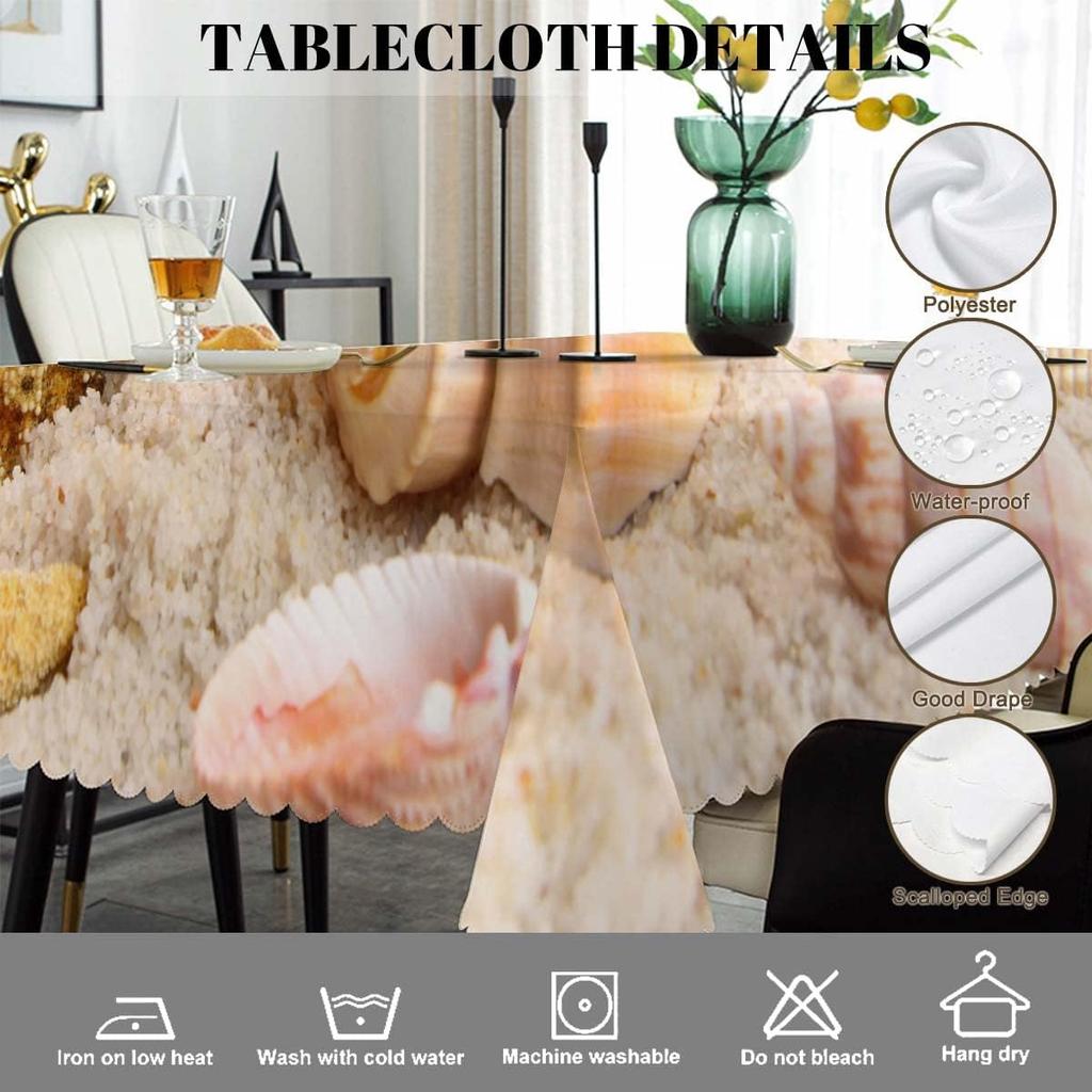 Summer Beach Starfish Seashells Rectangle Waterproof Tablecloth Party Decor Farmhouse Kitchen Tablecloth Picnic Table Decor