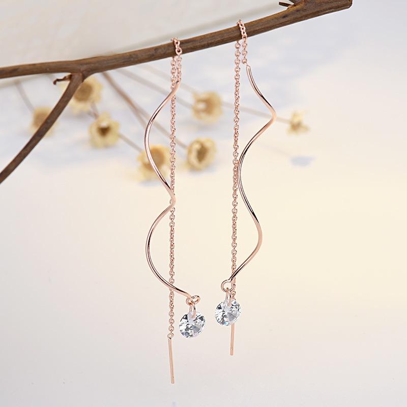 Lange Verdrehte Zirkon Ohrringe Modische Quasten Ohrschmuck Studenten Damen Ohrhänger