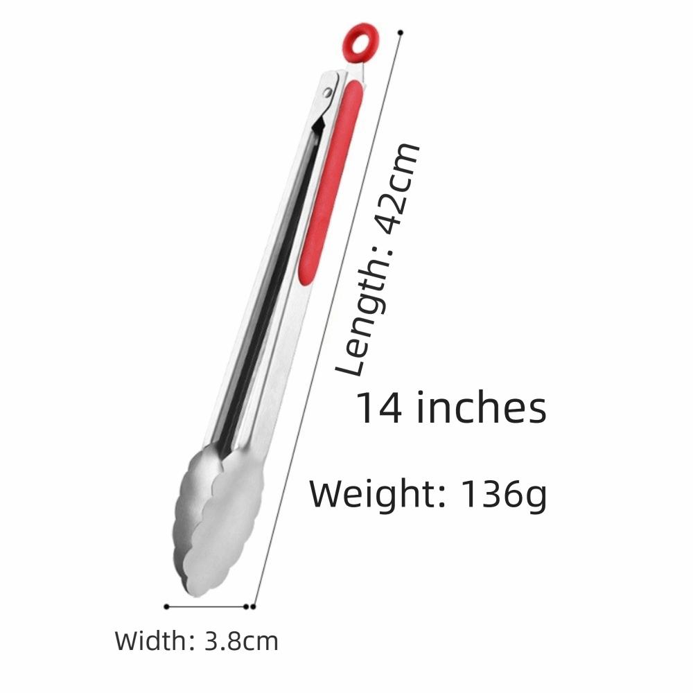 

Нескользящие щипцы для хлеба Щипцы для еды из нержавеющей стали Портативный зажим для барбекю Принадлежности для кемпинга Red-14inch