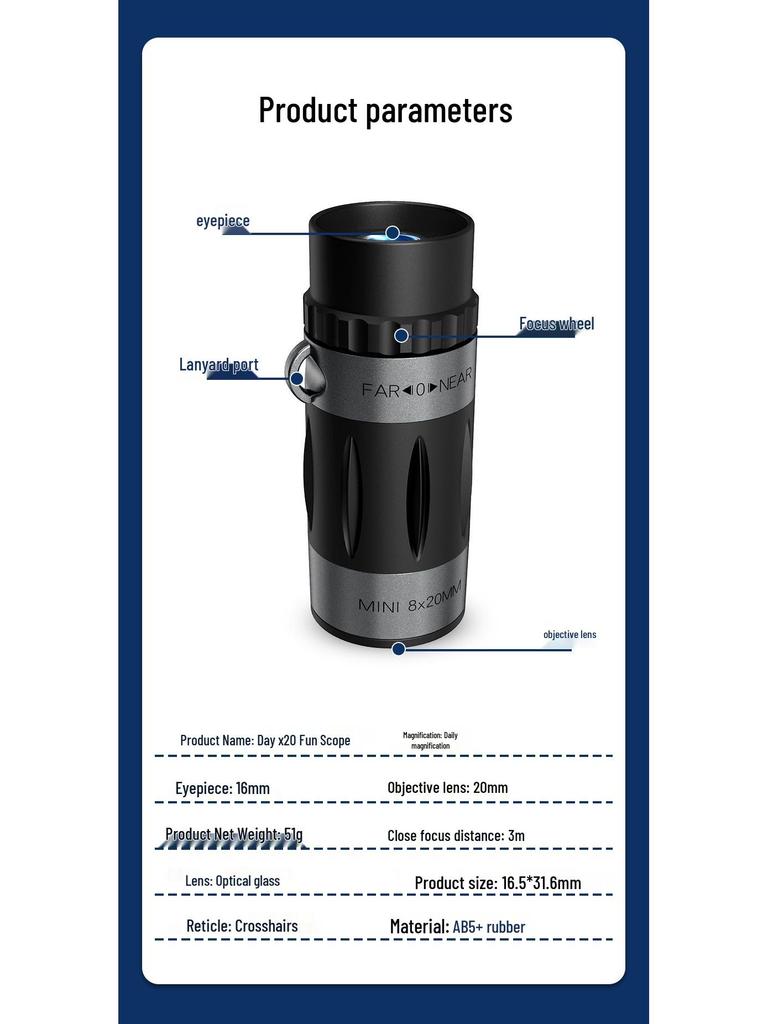 Custom 8x Portable Riflescope Monocular for Birdwatching