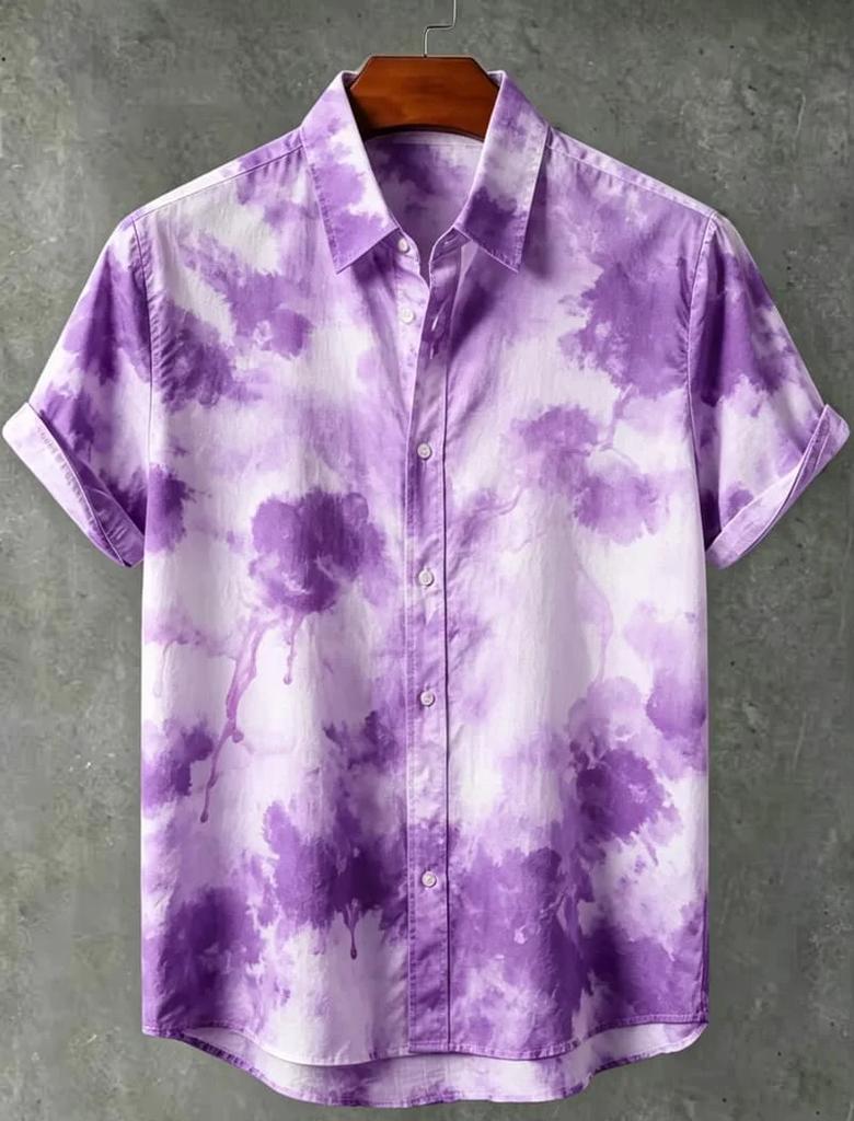 Tie-Dye Short Sleeve Button-Up Shirt, Casual Summer Essential for Daily Wear