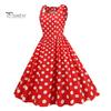 Vrouwenjurk Retro A-lijn Grote Swing Strak Hoge Taille Mouwloos Vierkante Hals Stippenprint Achterkant Rits Contrasterende Kleur 50s 60s Feest Bruiloft Prom Baljurk